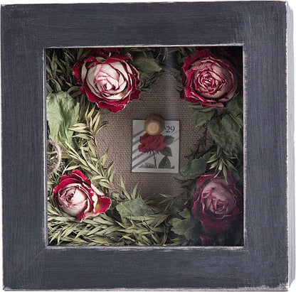 Freezing point Shadow Box Frame 8x8 Shadow Boxes Display Case with Linen Back Memorabilia Awards Medals Bouquet Photos Picture Badge Wedding Memory Box for Keepsakes Carbonized Small Pin Board