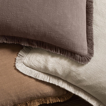 MIULEE Decorative Throw Pillow Covers Neutral Linen Fringe Throw Pillows Set of 2 Natural Beige Boho Farmhouse Cushion Covers with Tassels for Couch Sofa Bed Spring Home Decor 20x20 Inch
