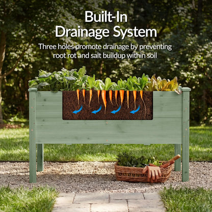 Best Choice Products 72x24x30in Raised Garden Bed, Elevated Wood Planter Box Stand for Backyard, Patio, Balcony w/Divider Panel, 6 Legs, 300lb Capacity - Natural