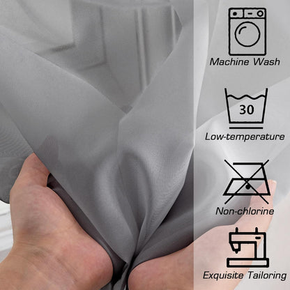 OWENIE Sheer Curtains 84 inches Long 2 Panels Set for Living Room/Bedroom, Rod Pocket Voile Sheer Panel Drapes, White, 2pcs, Each 42" W x 84" L - Colors A