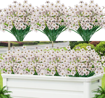 Lnoicy Artificial Greenery Plants Outdoor UV Resistant Fake Plants Boxwood Shrubs Grass,20 Bundles for Farmhouse Home Garden Office Patio Backyard Wedding and Indoor Outdoor Decoration