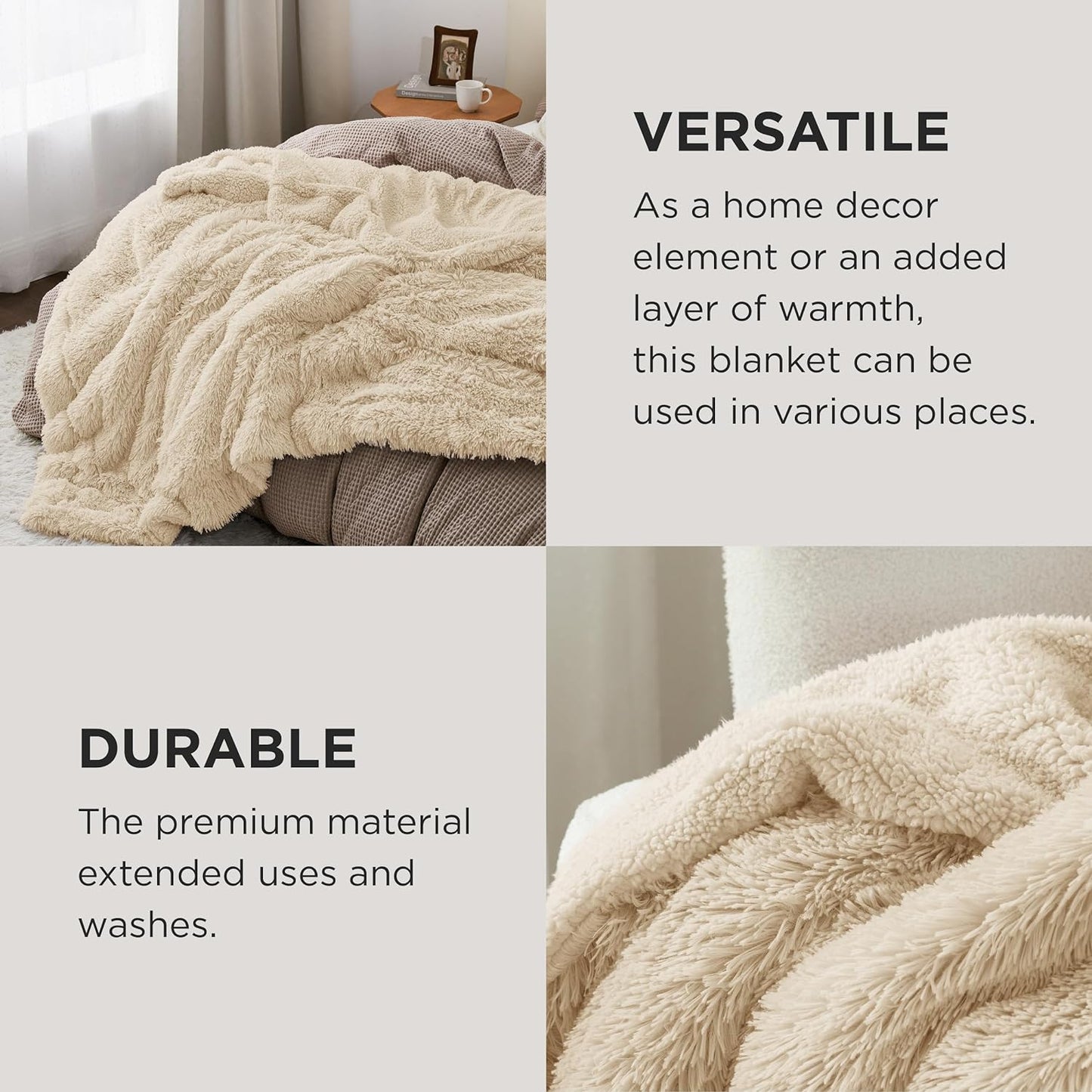 Bedsure GentleSoft Fluffy Fuzzy Faux Fur Throw Blanket for Couch, Soft Sherpa Fleece Cozy Gifts for Women, Plush Bed Blanket Room Decor for Men, Thick Warm Minky Teen Gifts Winter Bedding