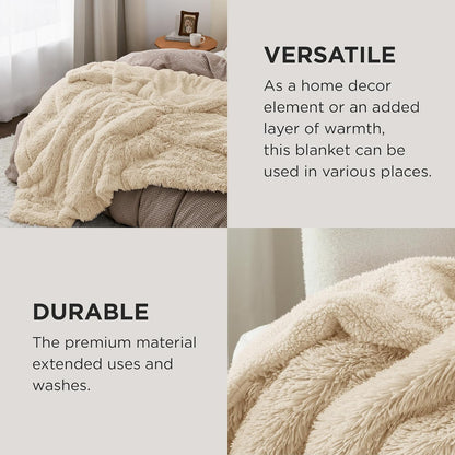 Bedsure GentleSoft Fluffy Fuzzy Faux Fur Throw Blanket for Couch, Soft Sherpa Fleece Cozy Gifts for Women, Plush Bed Blanket Room Decor for Men, Thick Warm Minky Teen Gifts Winter Bedding