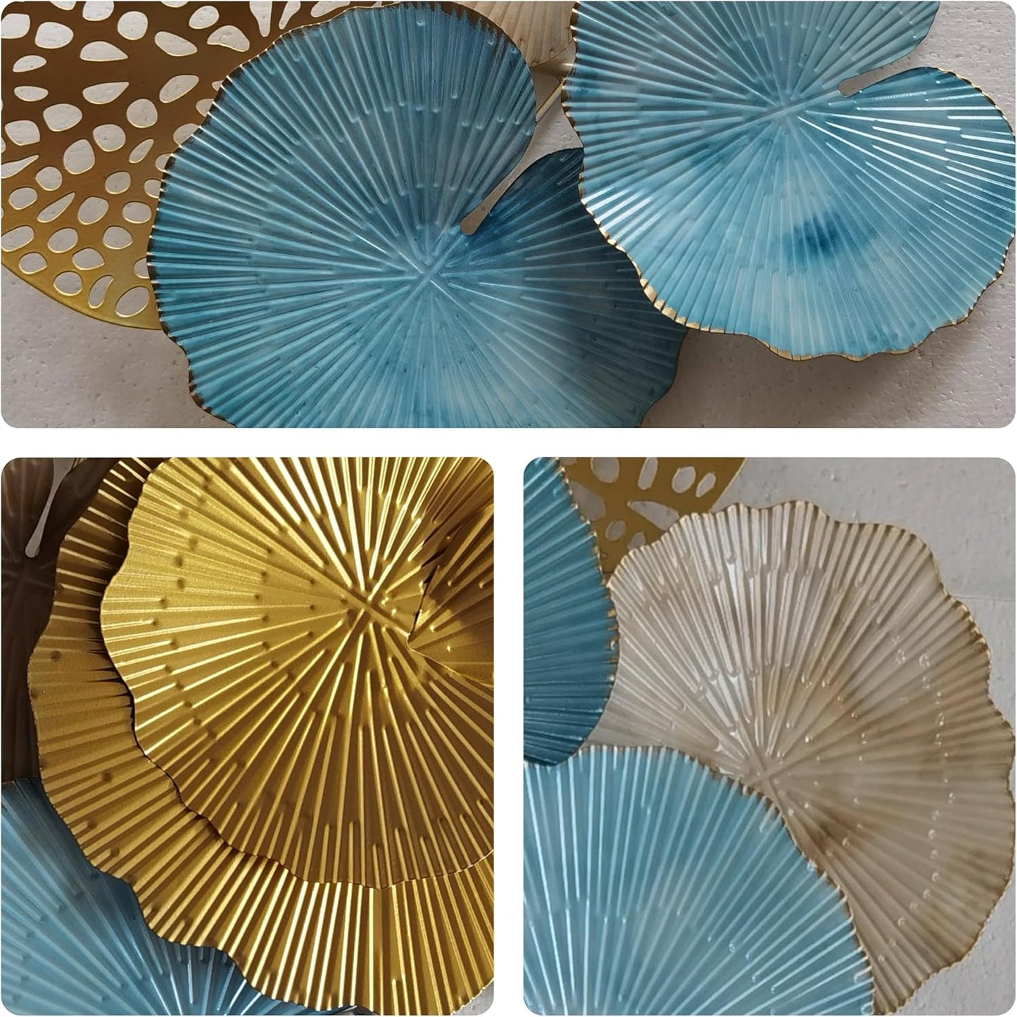 Roivikis Large Metal Wall Art Decor, 3D Abstract Lotus Leaves Wall Handcrafted Modern Decoration for Indoor Outdoor for Living Room, Bedroom, Entryway 52" x 24"