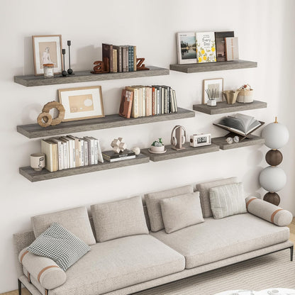 RICHFOCUS 72Inch Floating Shelves for Wall 2 Pack Shelves for Bedroom|Kitchen|Bathroom Wall Mounted Rustic Wood Floating Shelf with Invisible Brackets for Books|Storage|Decor, Rustic Brown