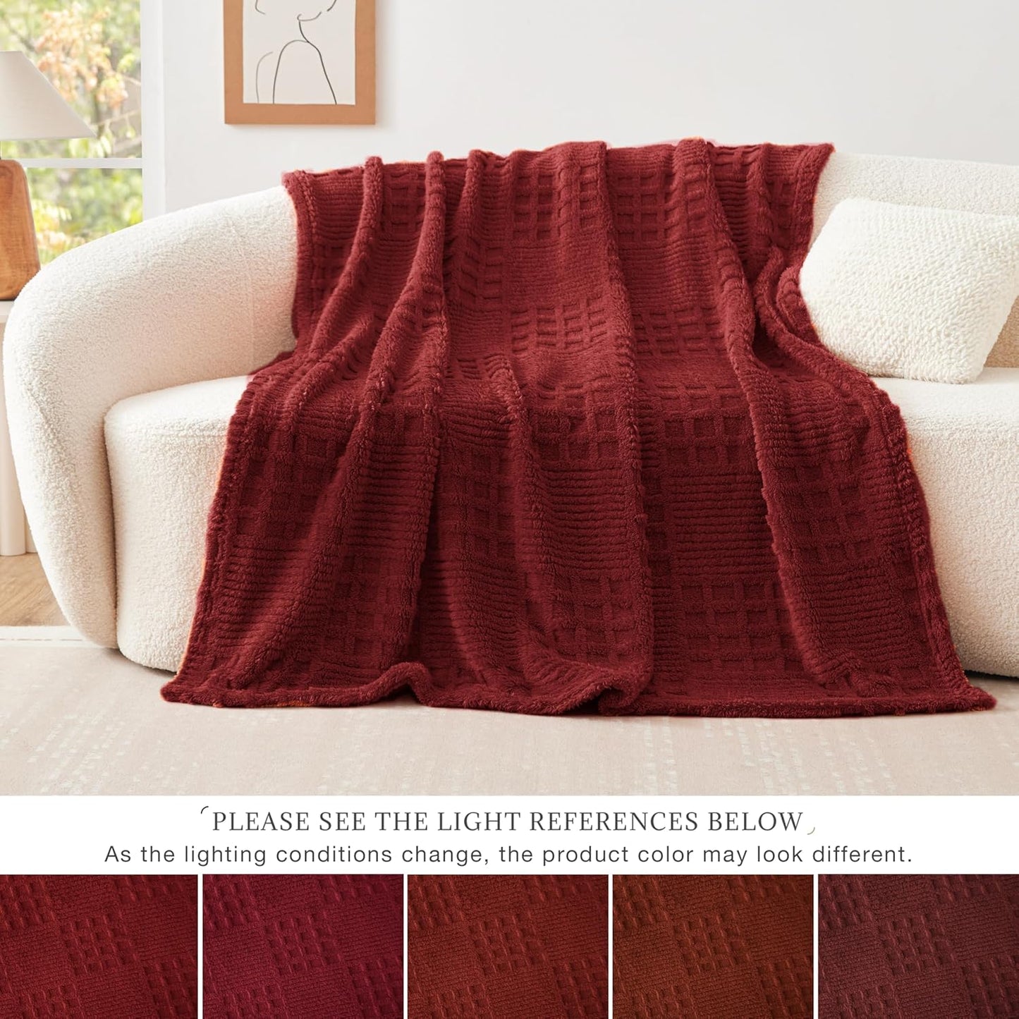 EXQ Home Fleece Throw Blanket for Couch or Bed - 3D Imitation Turtle Shell Jacquard Decorative Blankets - Cozy Soft Lightweight Fuzzy Flannel Blanket Suitable for All Seasons(50"×60",Beige)