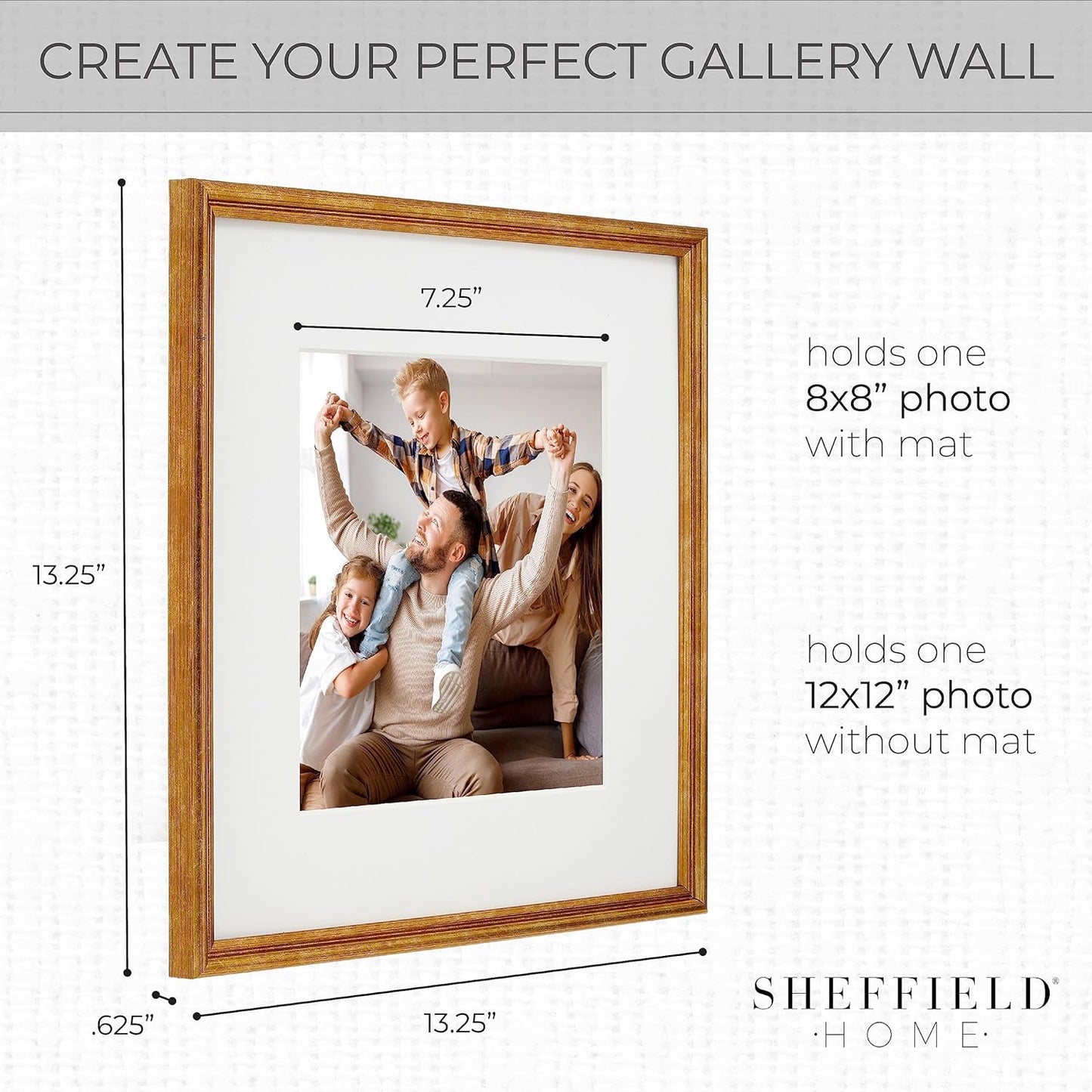 Sheffield Home 9 Piece Gallery Wall Frame Set, 11x14 in. matted to 8x10 in. (Matte Black)