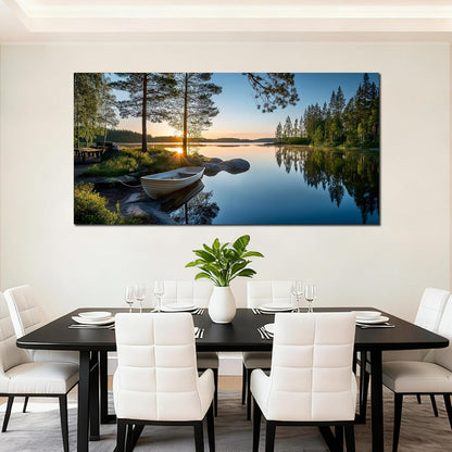SSNEEKNDG Large Green Landscape Canvas Wall Art for Living Room Forest Lake Sunset Canvas Prints Nature Scenery Artwork for Bedroom Office Home Decor Ready to Hang 20x40 Inch