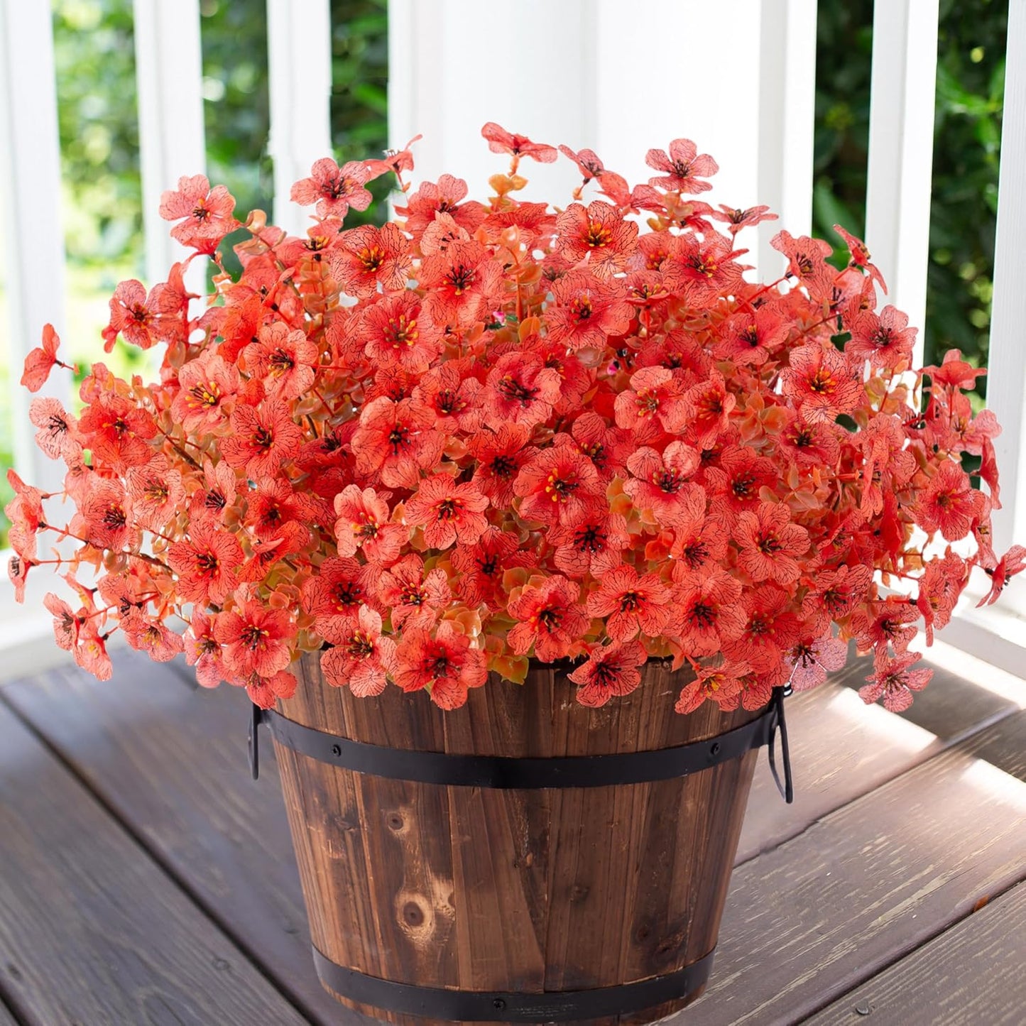 HyeFlora Artificial Flowers for Outdoor Indoor Garden Home Decoration, Faux Flower Daisy with Eucalyptus Leaves Fake Plants Greenery Boxwood Porch Patio, 12 Bundles (Mix Pink Red Purple Yellow)