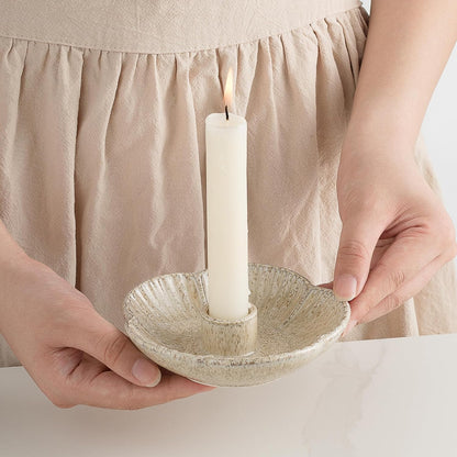 Ceramic Candlestick Holder， Candle Holder for Taper Candles,Incense, Santo Palo, Halloween Christmas Wedding Parties, Dining Room Home Decoration Display - Camel