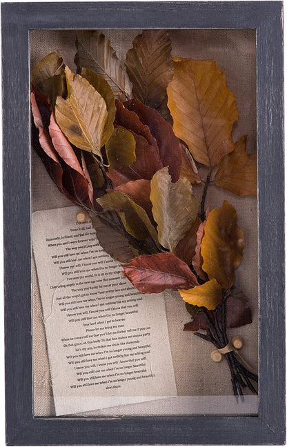 Freezing point Shadow Box Frame 8x8 Shadow Boxes Display Case with Linen Back Memorabilia Awards Medals Bouquet Photos Picture Badge Wedding Memory Box for Keepsakes Carbonized Small Pin Board