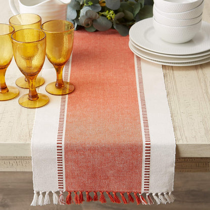 DII Dobby Stripe Woven Table Runner, 13x72-inch, French Blue