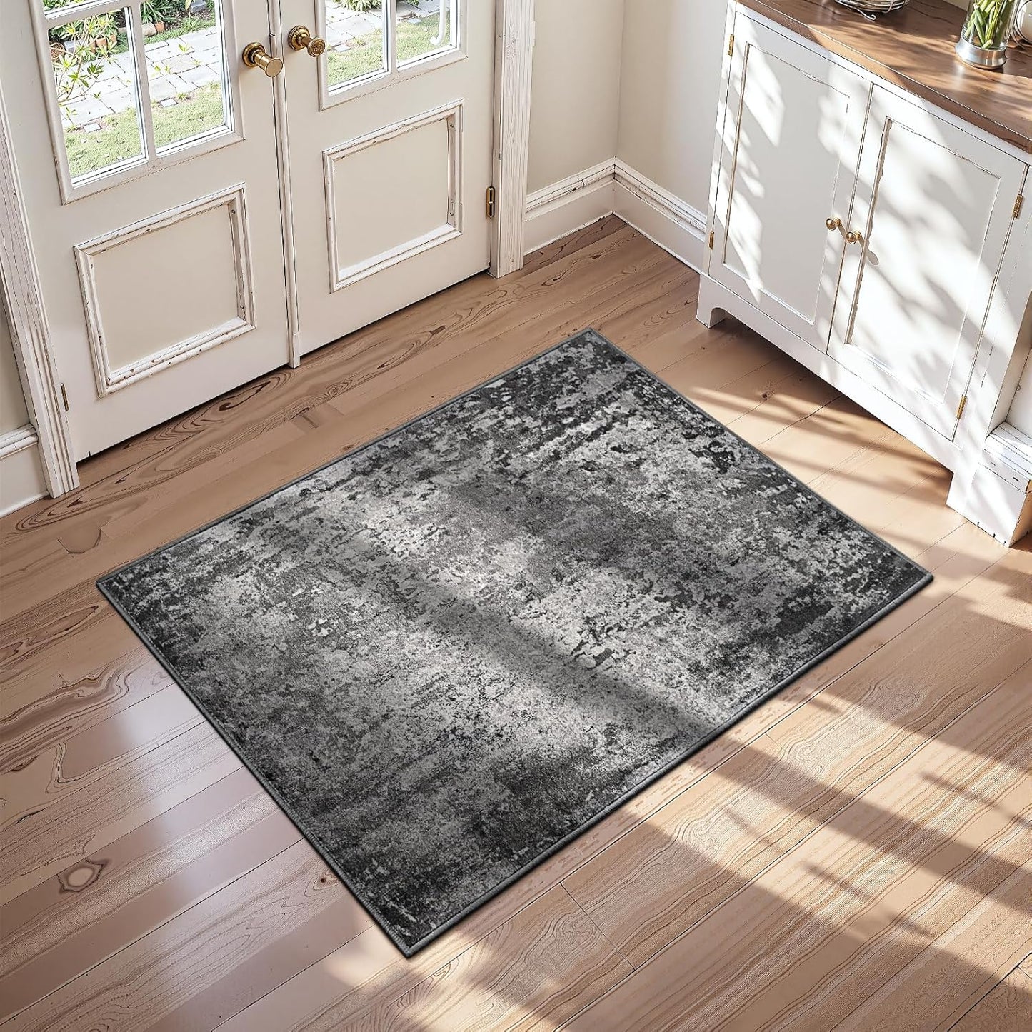 Ompaa 2x6 Rug Runners for Hallways Kitchen Runner Rug Non Slip Washable Grey Long Runner Rugs with Rubber Backing Soft Abstract Carpet Runner for Hallways, Kitchen, Bedroom, Bathroom, Entryway - Colors A