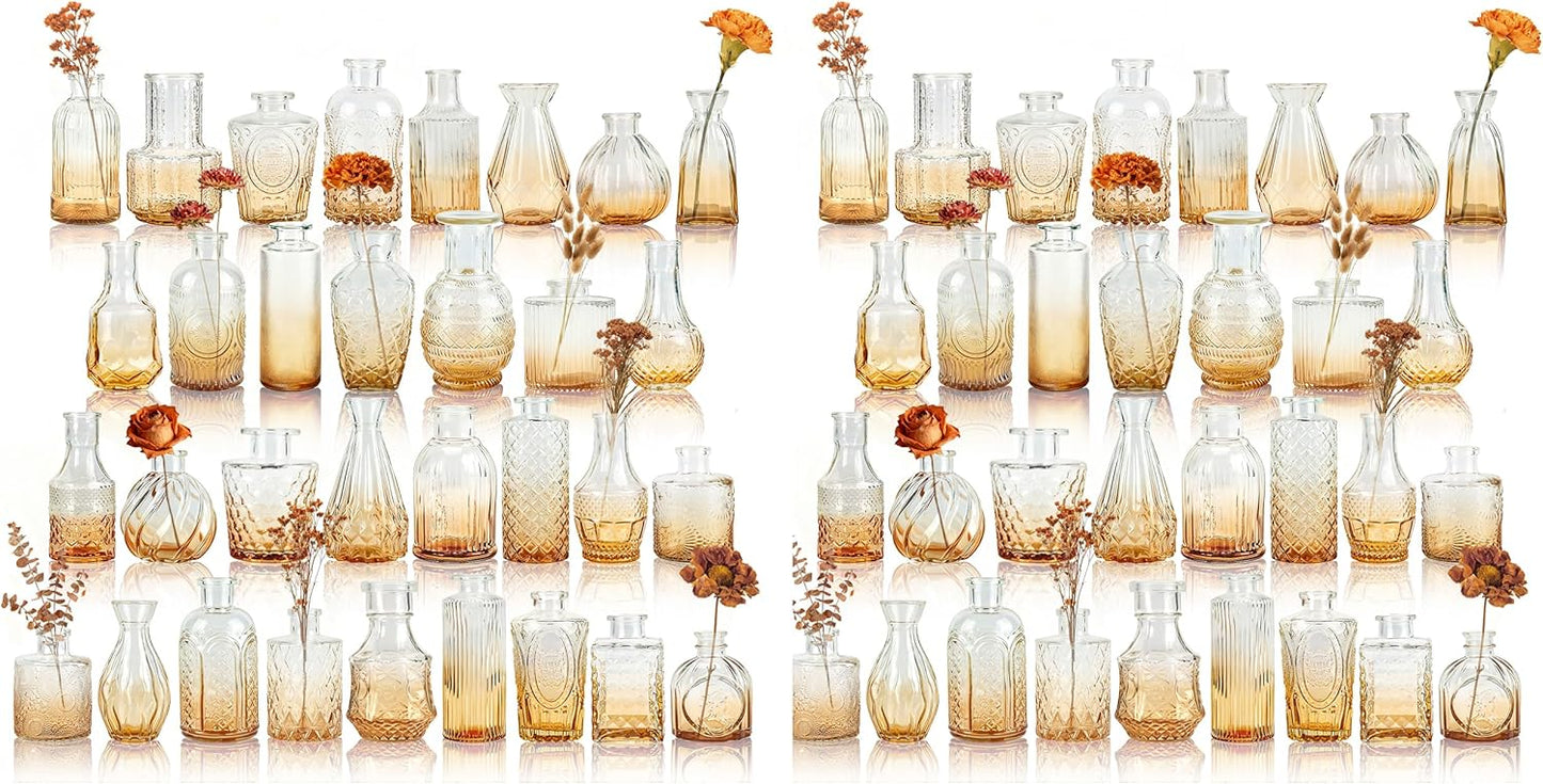Der Rose Glass Bud Vases Set of 32 Small Clear Flower Vases for Rustic Wedding Centerpieces Table Decorations and Home Office Decor(Clear)