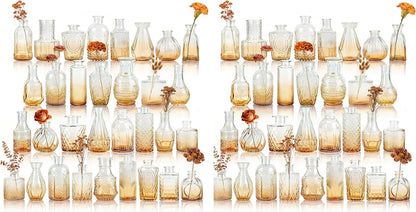 Der Rose Glass Bud Vases Set of 32 Small Clear Flower Vases for Rustic Wedding Centerpieces Table Decorations and Home Office Decor(Clear)