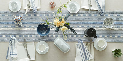 DII Farmhouse Braided Stripe Table Runner Collection, 15x72 (15x77, Fringe Included), Black