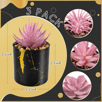 Der Rose 3 Pack Small Fake Plants Succulents Plants Artificial in Pots for Home Office Desk Decor for Women