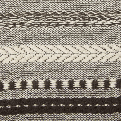 DII Farmhouse Braided Stripe Table Runner Collection, 15x72 (15x77, Fringe Included), Black