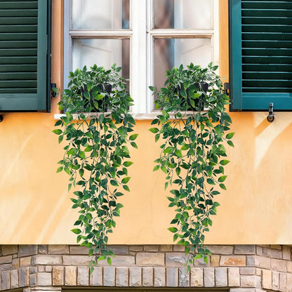 Waipfaru 4Pcs Fake Hanging Plants 2.7ft Fake Plants Eucalyptus Leaves UV Resistant Fake Vines Ivy Artificial Plants Outdoor Faux Plants Indoor Bedroom Living Room Boho Wall Porch Shelf Decor