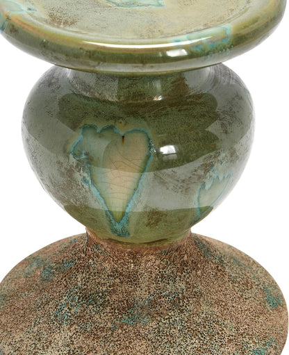 Creative Co-Op Small Distressed Blue Terracotta Pillar Candle Holder