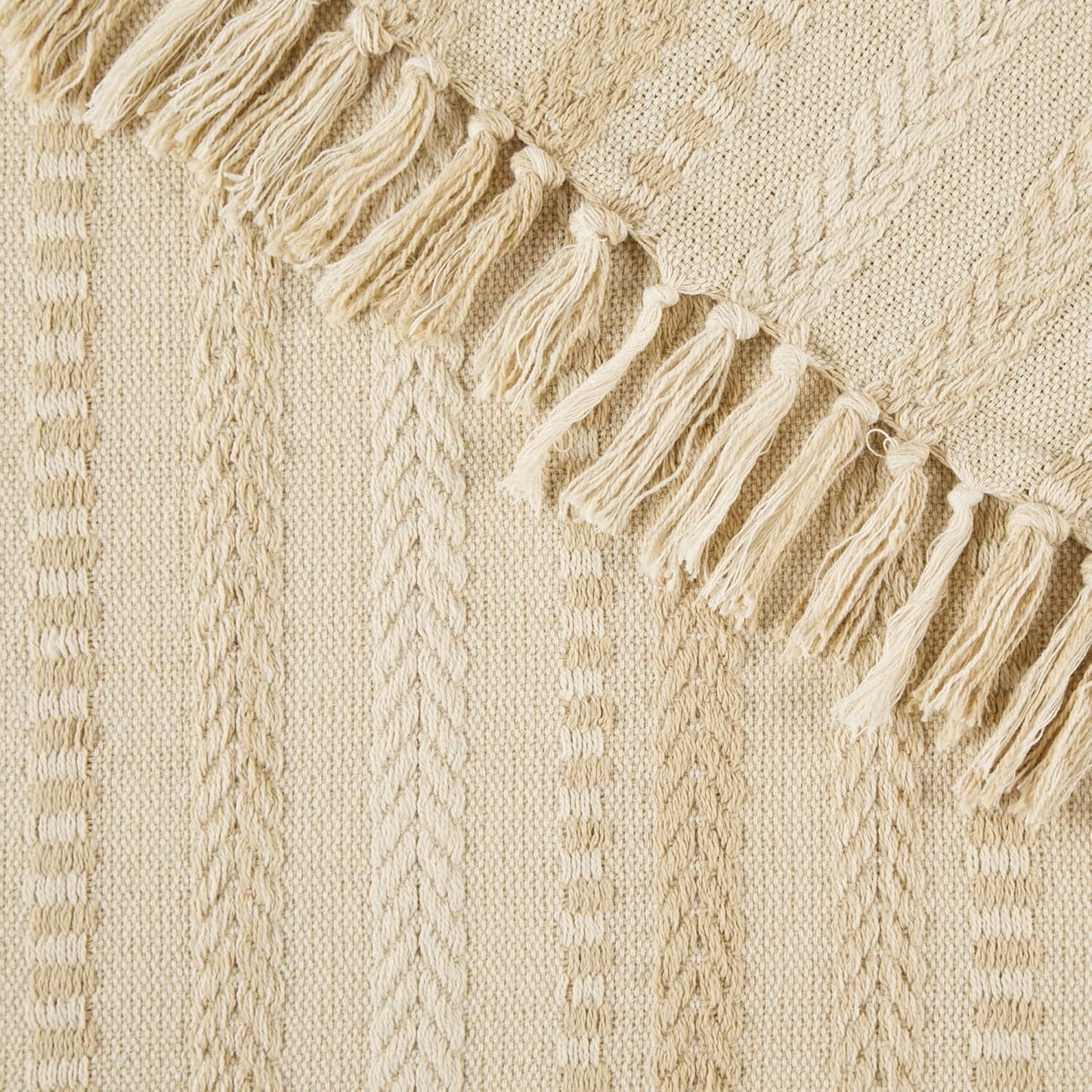DII Farmhouse Braided Stripe Table Runner Collection, 15x72 (15x77, Fringe Included), Black