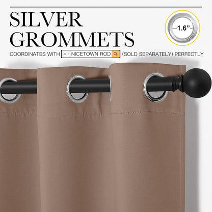 NICETOWN Halloween Pitch Black Solid Thermal Insulated Grommet Blackout Curtains/Drapes for Bedroom Window (2 Panels, 42 inches Wide by 63 inches Long, Black) - Colors D