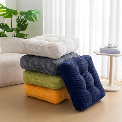 HIGOGOGO 6" Extra Thick Floor Pillow Cushion for Adults, Meditation Cushion Pillow, Large Square Floor Sitting, Tufted Corduroy Cover, for Tatami Living Room or Yoga, 22x22 Inch, 2Pack, Dark Grey