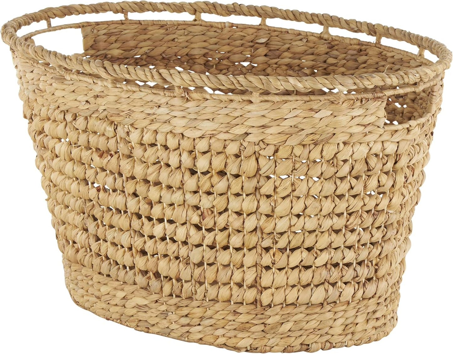 Deco 79 Seagrass Handmade Decorative and Functional Storage Basket Large Woven Basket Organizer with Ring Handles, Basket for Storage 20" x 18" x 19", Brown