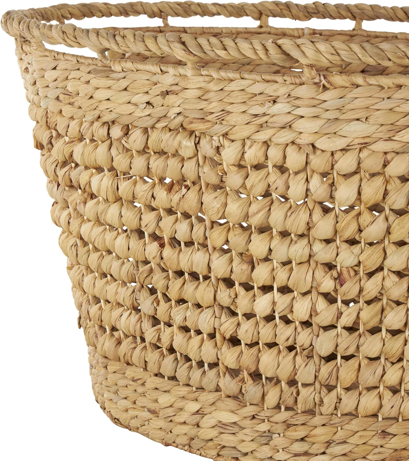 Deco 79 Seagrass Handmade Decorative and Functional Storage Basket Large Woven Basket Organizer with Ring Handles, Basket for Storage 20" x 18" x 19", Brown