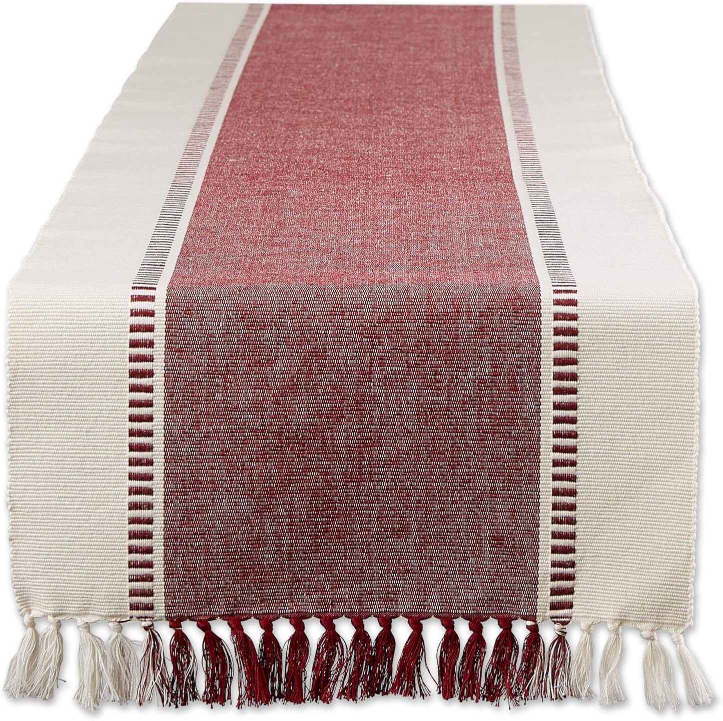 DII Dobby Stripe Woven Table Runner, 13x72-inch, French Blue
