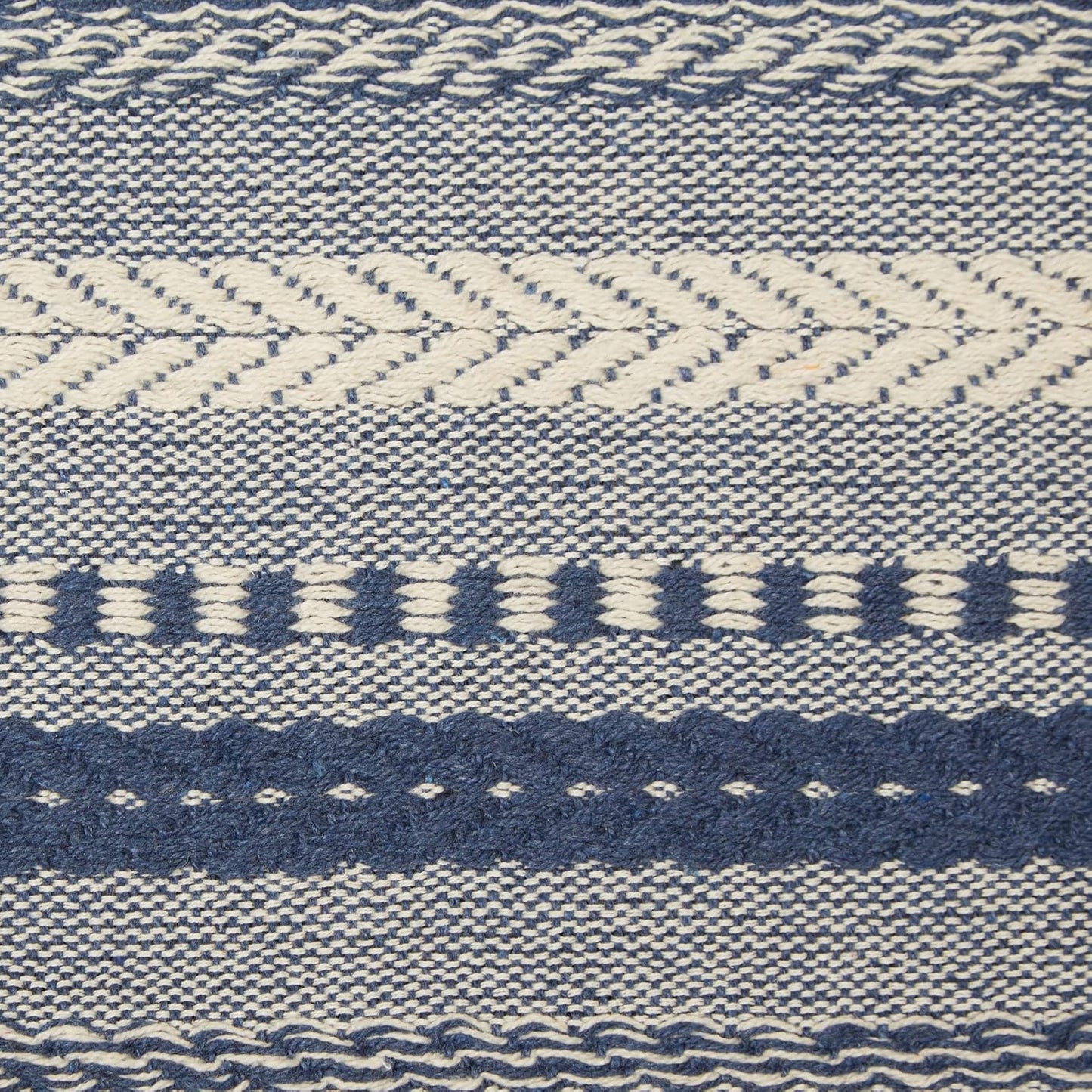 DII Farmhouse Braided Stripe Table Runner Collection, 15x72 (15x77, Fringe Included), Black