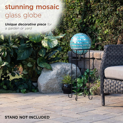 Alpine Corporation 10" Diameter Indoor/Outdoor Glass Mosaic Gazing Globe Yard Decoration, Purple Pearlized Petals Design