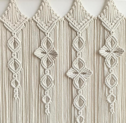 Achart Macrame Wall Hanging Large- Boho Wall Decor- large wall art- Wall Decor Living Room- Macrame Tapestry Boho Decor for Bedroom (Wooden Bead)