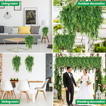 XunYee 28 Pcs Artificial Hanging Plants 32 Inch Plastic Fern Vine Fake Greenery Plant Faux Eucalyptus Vine for Wall Room Wedding Indoor Outdoor Decor, No Baskets (Boston Fern)