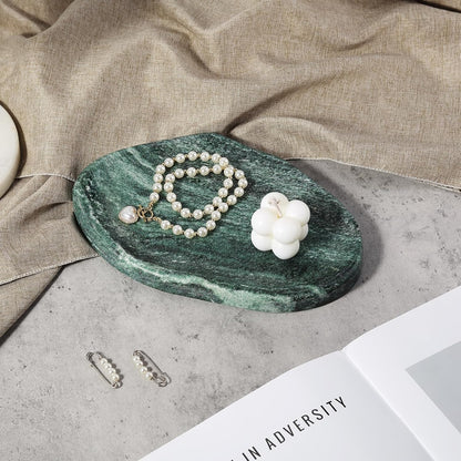 Koville Luxurious Natural Marble Vanity Tray, Cloud Shape Serving Stone Key Tray for Home Decor, 10" x 7" Marble Storage Trays for Bathroom, Stone Plate Holder for Perfume, Candle and Jewelry