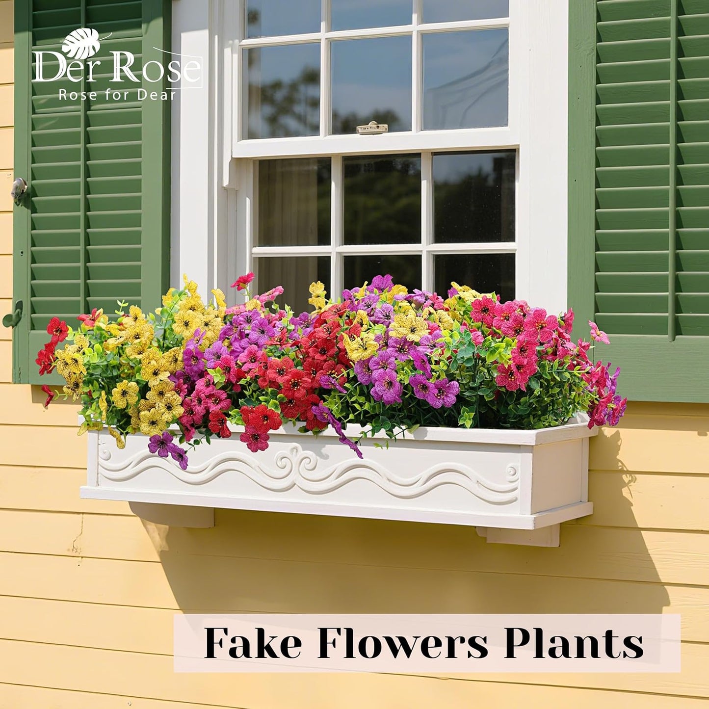 Der Rose 12 Bundles Artificial Flowers for Outdoors Fake Flowers Plants Spring Summer Decoration UV Resistant for Outside Home Porch Patio Garden Decor