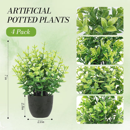 Der Rose 4 Pack Mini Artificial Plants Indoor in Pots Mixed Fake Plants Greenery Set for Bathroom Decor Shelf Counter Styling Office Desk Farmhouse Room Decor