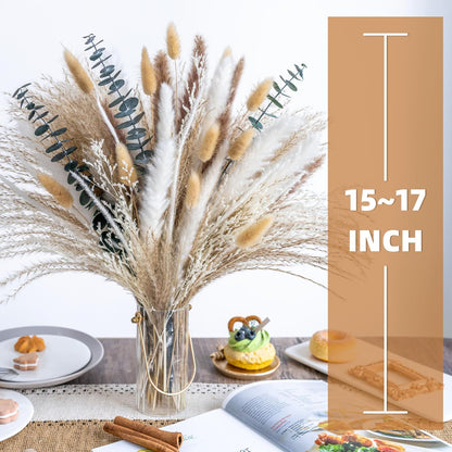 Boho Decor Pampas Grass and Eucalyptus Bouquet,pompas Grass Dried Flowers Arrangement for Centerpiece Table Decor,Wedding,Home,Room,Rustic Decor