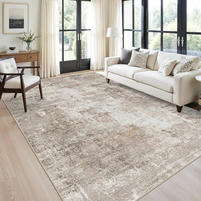 2x3 Washable Non-Slip Area Rug - Soft Low Pile Throw Rug for Kitchen Entryway Bedroom - Modern Indoor Door Mat with Rubber Backing (Beige Grey) - Colors B