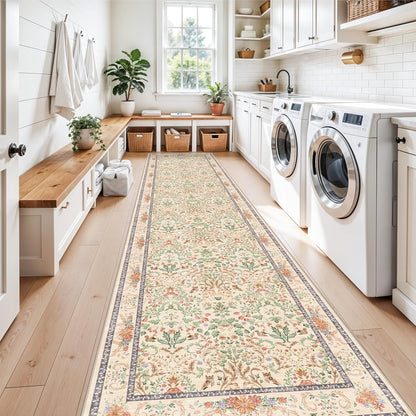 2x3 Washable Non-Slip Area Rug - Soft Low Pile Throw Rug for Kitchen Entryway Bedroom - Modern Indoor Door Mat with Rubber Backing (Beige Grey) - Colors B