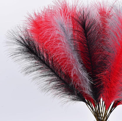 LSKYTOP Orange Pampas Grass Decor,23Inch 12pcs Faux Pampas Grass Bouquets Artificial Pampas Fake Pampas Flower for Home Living Room Bedroom Vase Decor