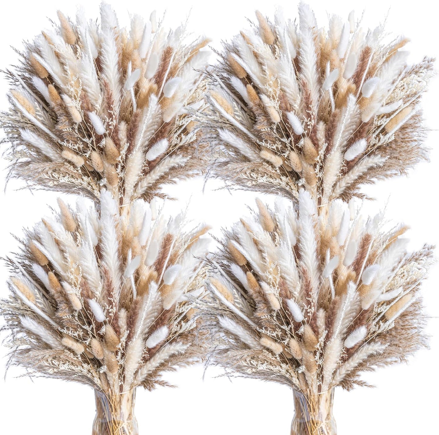 96PCS Natural Dried Pampas Grass Boho Home Decor Bouquet Phragmites Dried Flowers Bouquet for Wedding Floral Arrangements Living Room Decorations (96PCS)