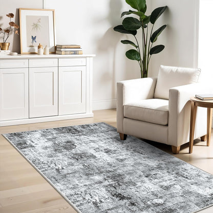 2x3 Washable Non-Slip Area Rug - Soft Low Pile Throw Rug for Kitchen Entryway Bedroom - Modern Indoor Door Mat with Rubber Backing (Beige Grey) - Colors B