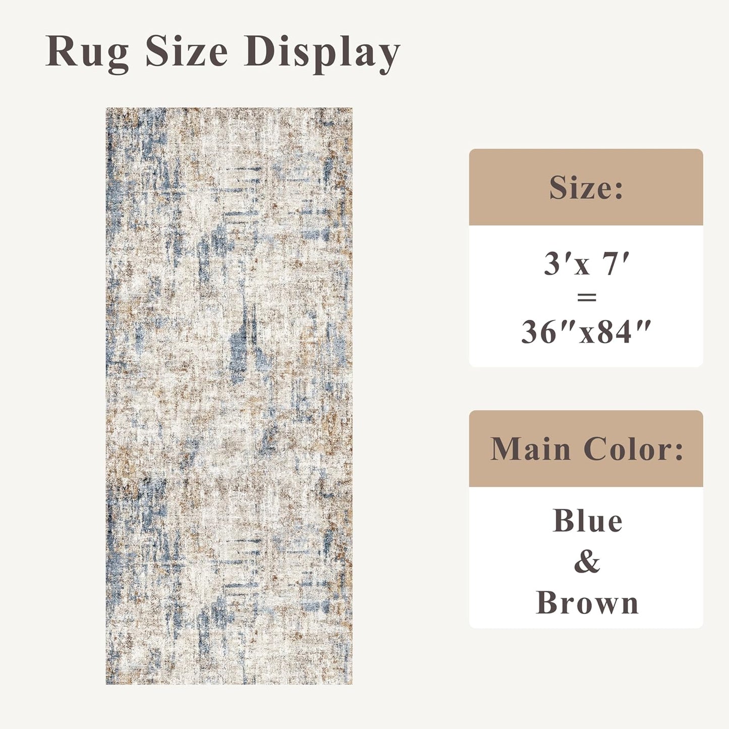 2x3 Washable Non-Slip Area Rug - Soft Low Pile Throw Rug for Kitchen Entryway Bedroom - Modern Indoor Door Mat with Rubber Backing (Beige Grey) - Colors A