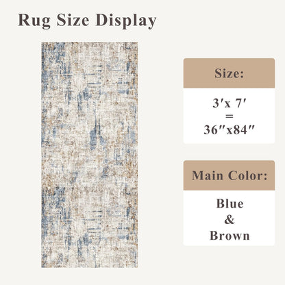 2x3 Washable Non-Slip Area Rug - Soft Low Pile Throw Rug for Kitchen Entryway Bedroom - Modern Indoor Door Mat with Rubber Backing (Beige Grey) - Colors A