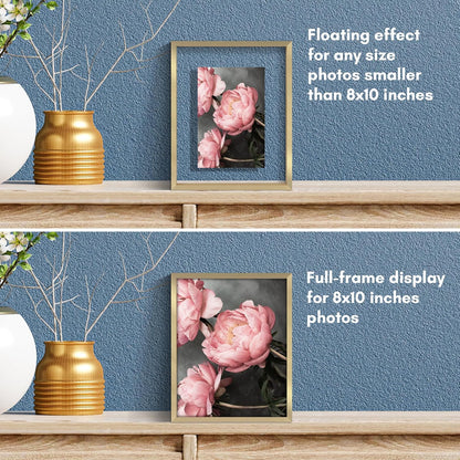 Americanflat Aluminum 11x14 Floating Picture Frame with Shatter-Resistant Glass - Use as 8x10 Picture Frame or Display 11x14 Photo - Signature Float Collection - Photo Frames for Wall Display - Black