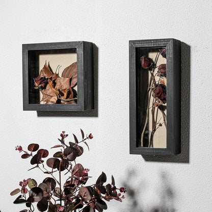 Freezing point Shadow Box Frame 8x8 Shadow Boxes Display Case with Linen Back Memorabilia Awards Medals Bouquet Photos Picture Badge Wedding Memory Box for Keepsakes Carbonized Small Pin Board