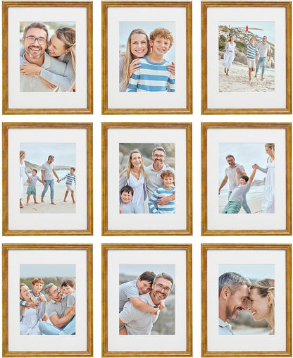Sheffield Home 9 Piece Gallery Wall Frame Set, 11x14 in. matted to 8x10 in. (Matte Black)