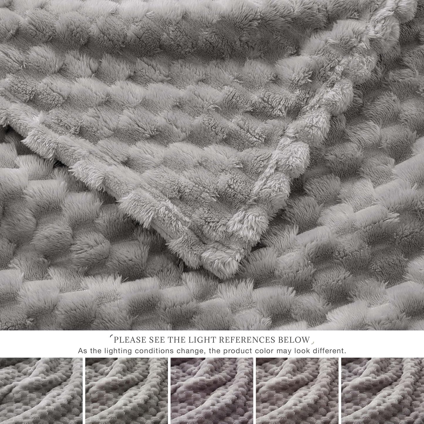EXQ Home Fleece Throw Blanket for Couch or Bed - 3D Imitation Turtle Shell Jacquard Decorative Blankets - Cozy Soft Lightweight Fuzzy Flannel Blanket Suitable for All Seasons(50"×60",Beige)