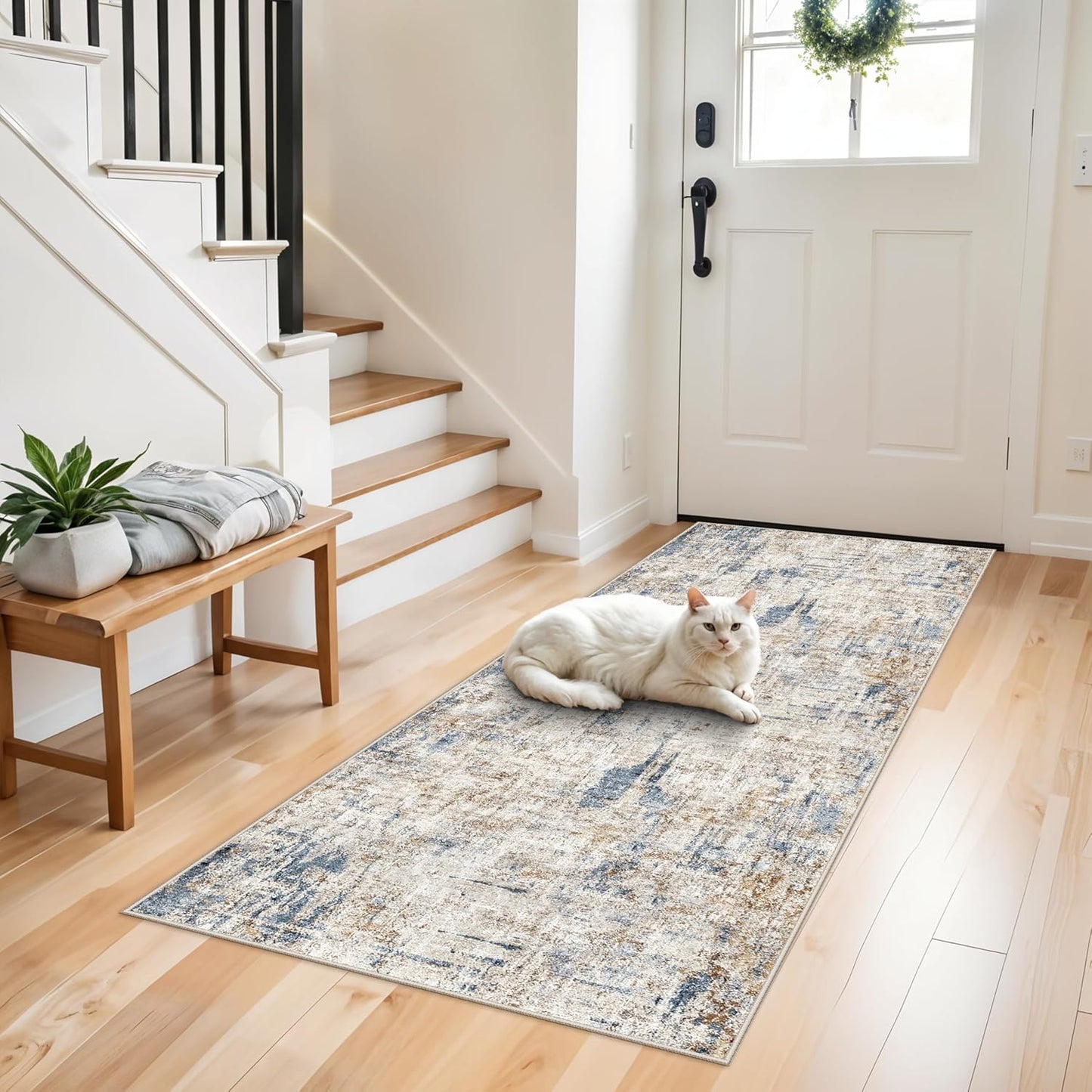 2x3 Washable Non-Slip Area Rug - Soft Low Pile Throw Rug for Kitchen Entryway Bedroom - Modern Indoor Door Mat with Rubber Backing (Beige Grey) - Colors A